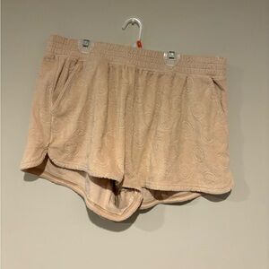 Women's Tan Aerie Lounge Shorts with smileys
